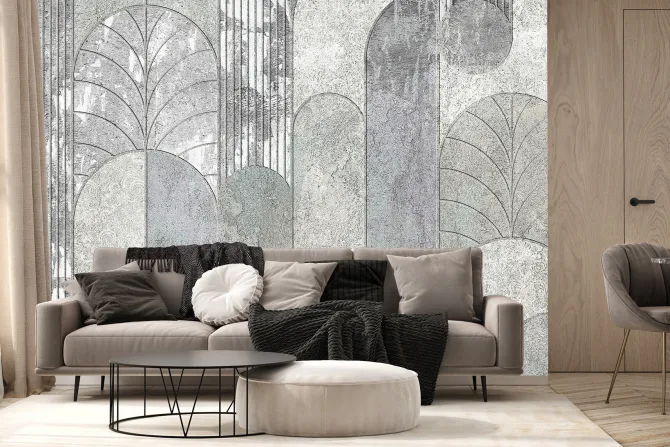 Fototapeta: Geometryczne łuki na betonowej ścianie