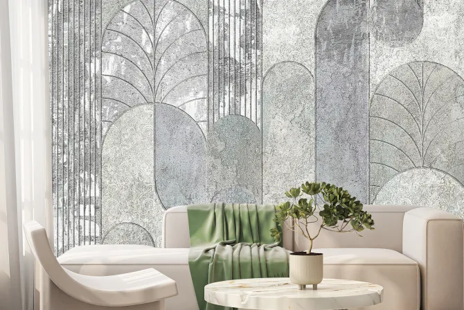 Fototapeta: Geometryczne łuki na betonowej ścianie