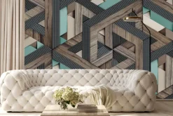 Fototapeta: Geometryczny wzór 3d z drewnem