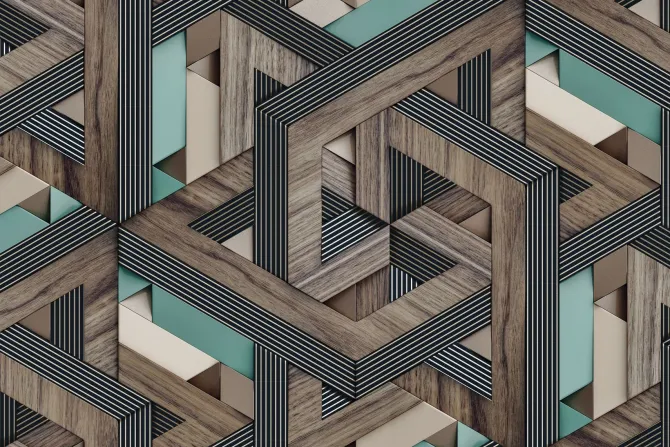Fototapeta: Geometryczny wzór 3d z drewnem