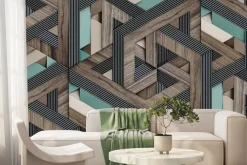 Fototapeta: Geometryczny wzór 3d z drewnem