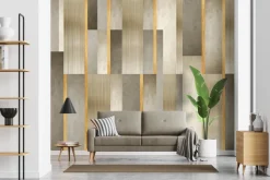 Fototapeta: Geometryczny wzór złote paski i tekstura betonu nowoczesna dekoracja