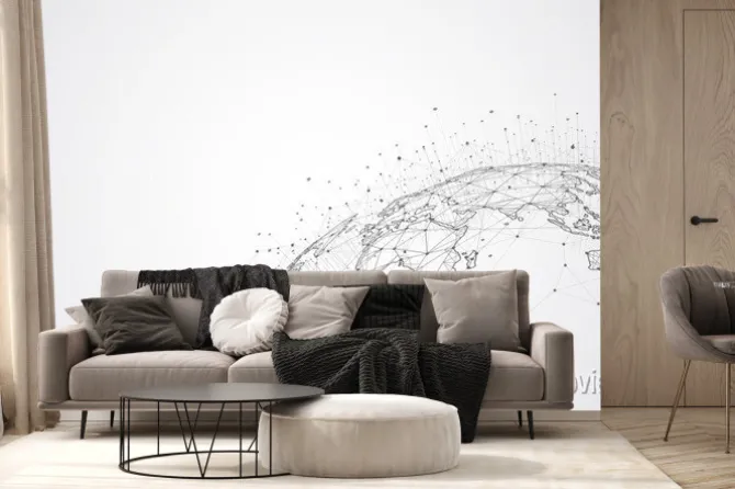 Fototapeta: Global network connection. world map point and line composition