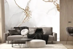 Fototapeta: Gold glitter luxury abstract alcohol ink background and wallpaper