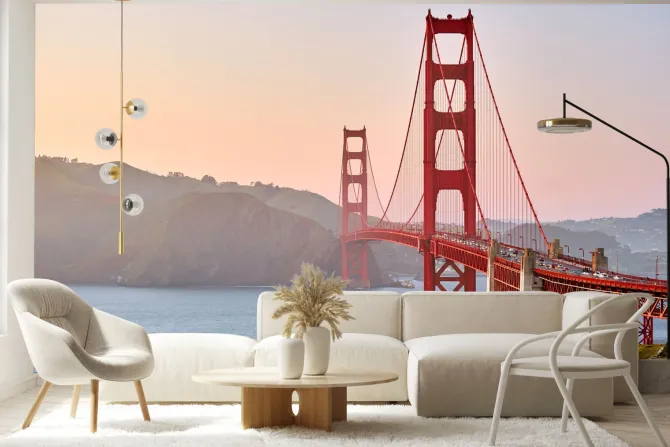 Fototapeta: Golden gate bridge o zachodzie słońca