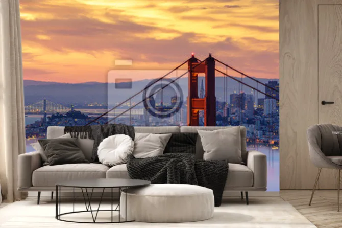 Fototapeta: Golden gate bridge w chmurach