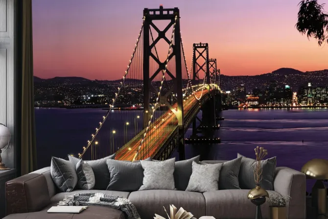 Fototapeta: Golden gate bridge na tle zachodu słońca