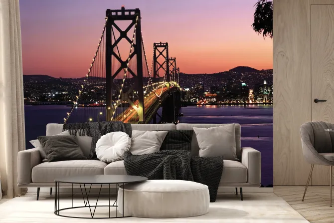 Fototapeta: Golden gate bridge na tle zachodu słońca