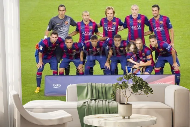 Fototapeta: Gracze fcb pozowanie do zdjęć w gamper meczu pomiędzy fc barcelona