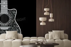 Fototapeta: Gradientu z ściętym gitary i stylowym ornamentem