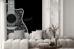 Fototapeta: Gradientu z ściętym gitary i stylowym ornamentem