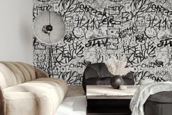 Fototapeta: Graffiti czarne napisy wzór młodzieżowy