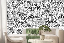 Fototapeta: Graffiti czarne napisy wzór młodzieżowy