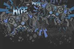 Fototapeta: Graffiti młodzieżowe z kontrolerami do gier