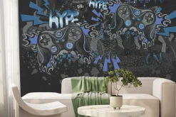 Fototapeta: Graffiti młodzieżowe z kontrolerami do gier