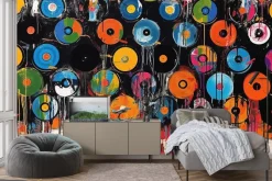 Fototapeta: Graffiti płyty winylowe w stylu pop-art