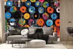 Fototapeta: Graffiti płyty winylowe w stylu pop-art