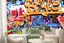 Fototapeta: Graffiti z napisami na murze