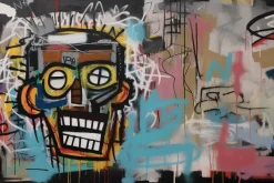 Fototapeta: Graffiti z twarzą na starej ścianie