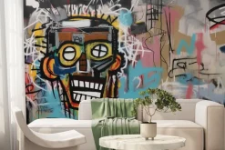 Fototapeta: Graffiti z twarzą na starej ścianie