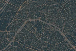 Fototapeta: Graficzna mapa miasta paryża w ciemnych kolorach