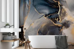 Fototapeta: Granatowy marmur z imitacją złota
