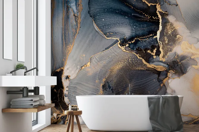 Fototapeta: Granatowy marmur z imitacją złota