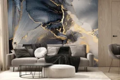 Fototapeta: Granatowy marmur z imitacją złota