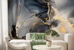 Fototapeta: Granatowy marmur z imitacją złota