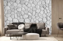Fototapeta: Gray stone walls are beautifully arranged in the background.