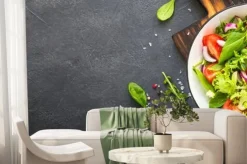 Fototapeta: Green salad from leaves and tomatoes.