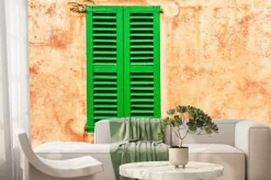 Fototapeta: Grüne haus fensterladen wand mediterran wohnen