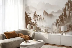 Fototapeta: Górski krajobraz z jeziorem i górami w tle