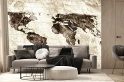 Fototapeta: Grunge stained map of the world