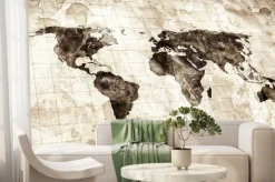 Fototapeta: Grunge stained map of the world
