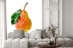 Fototapeta: Gruszka gruszka trójkątów z czerwonym strony i liści trójkąta