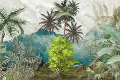 Fototapeta: Góry i tropikalne rośliny palmy botaniczny wzór