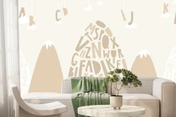 Fototapeta: Góry na tle chmur z literami