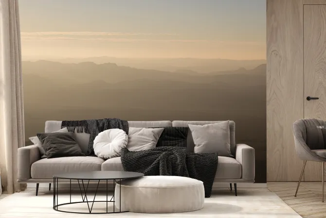 Fototapeta: Gęsta mgła nad ciemną pustynią