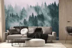 Fototapeta: Gęsta mgła w lesie jodłowym górski krajobraz