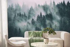 Fototapeta: Gęsta mgła w lesie jodłowym górski krajobraz