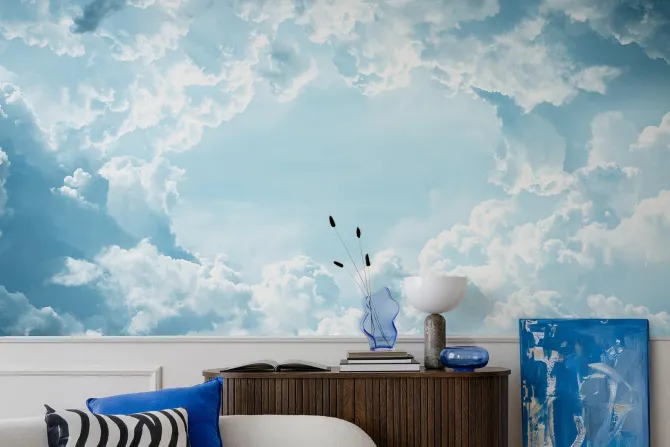 Fototapeta: Gęste chmury na błękitnym niebie