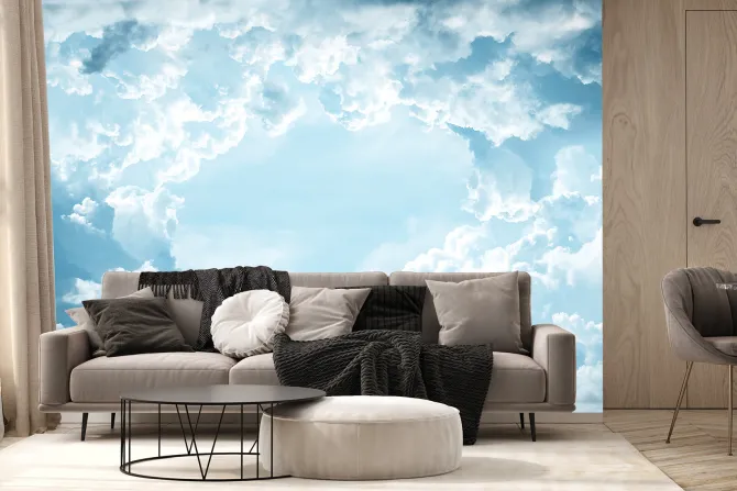 Fototapeta: Gęste chmury na błękitnym niebie