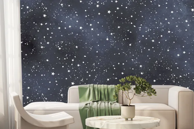 Fototapeta: Gwiaździste niebo w stylu akwareli