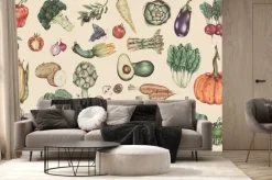 Fototapeta: Hand drawn vegetable pattern illustration