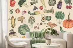 Fototapeta: Hand drawn vegetable pattern illustration