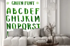Fototapeta: Handmade ink green alphabet.
