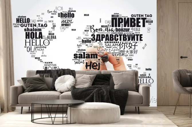 Fototapeta: Hello in different languages word cloud, concept background