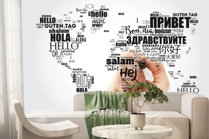 Fototapeta: Hello in different languages word cloud, concept background