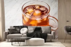 Fototapeta: Herbata z lodem na białym zarysowany tabeli
